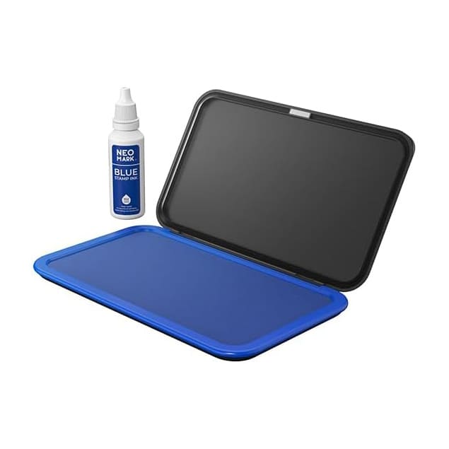 Blue Stamp Pad & Stamp Ink set