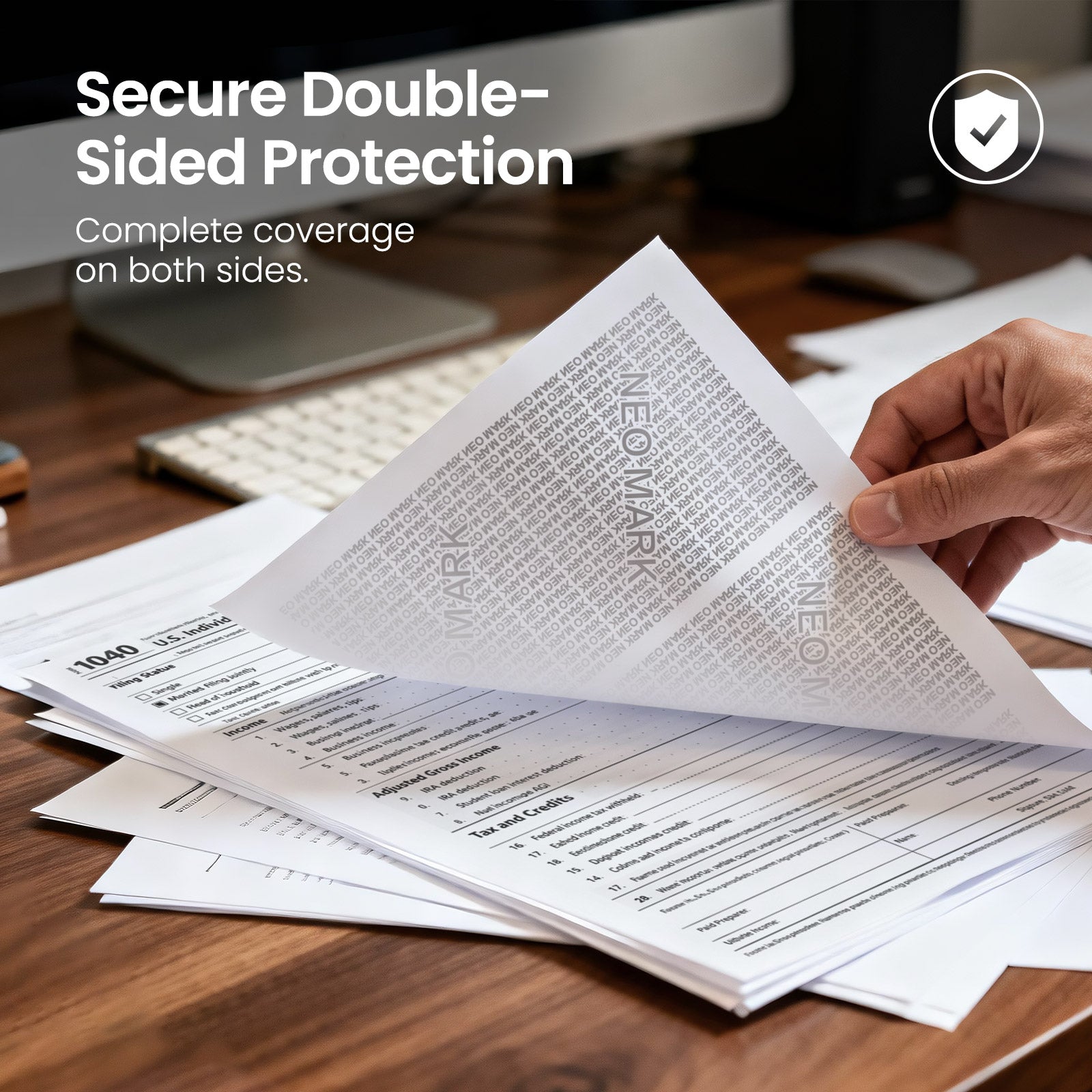 NEO MARK confidential self inking stamp for privacy protection, quick dry and reusable design